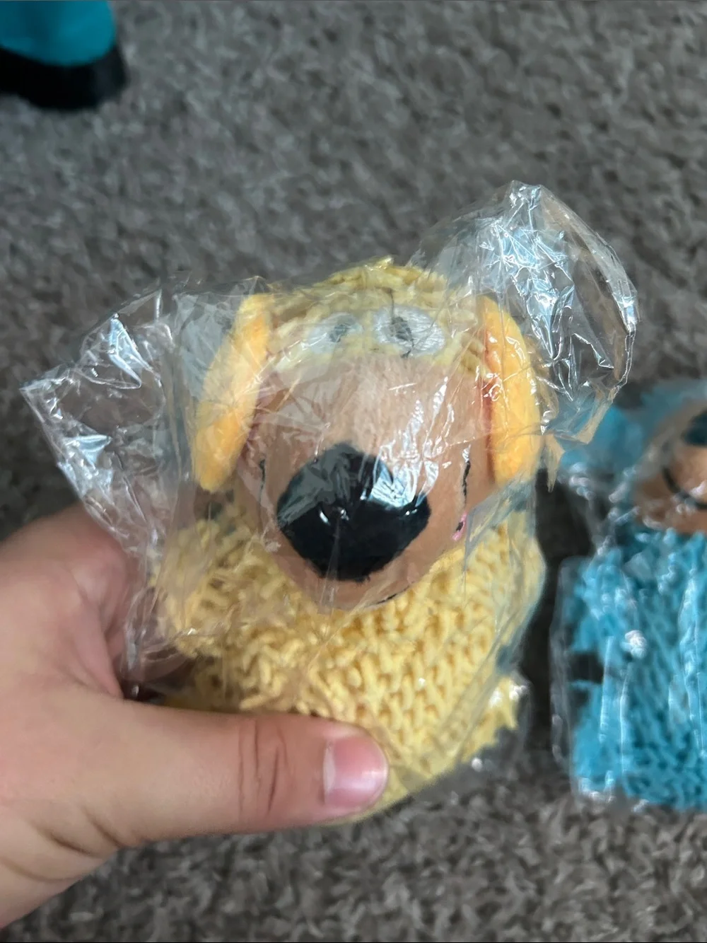 Plush Chenille Monkey Toy - Yellow and Blue